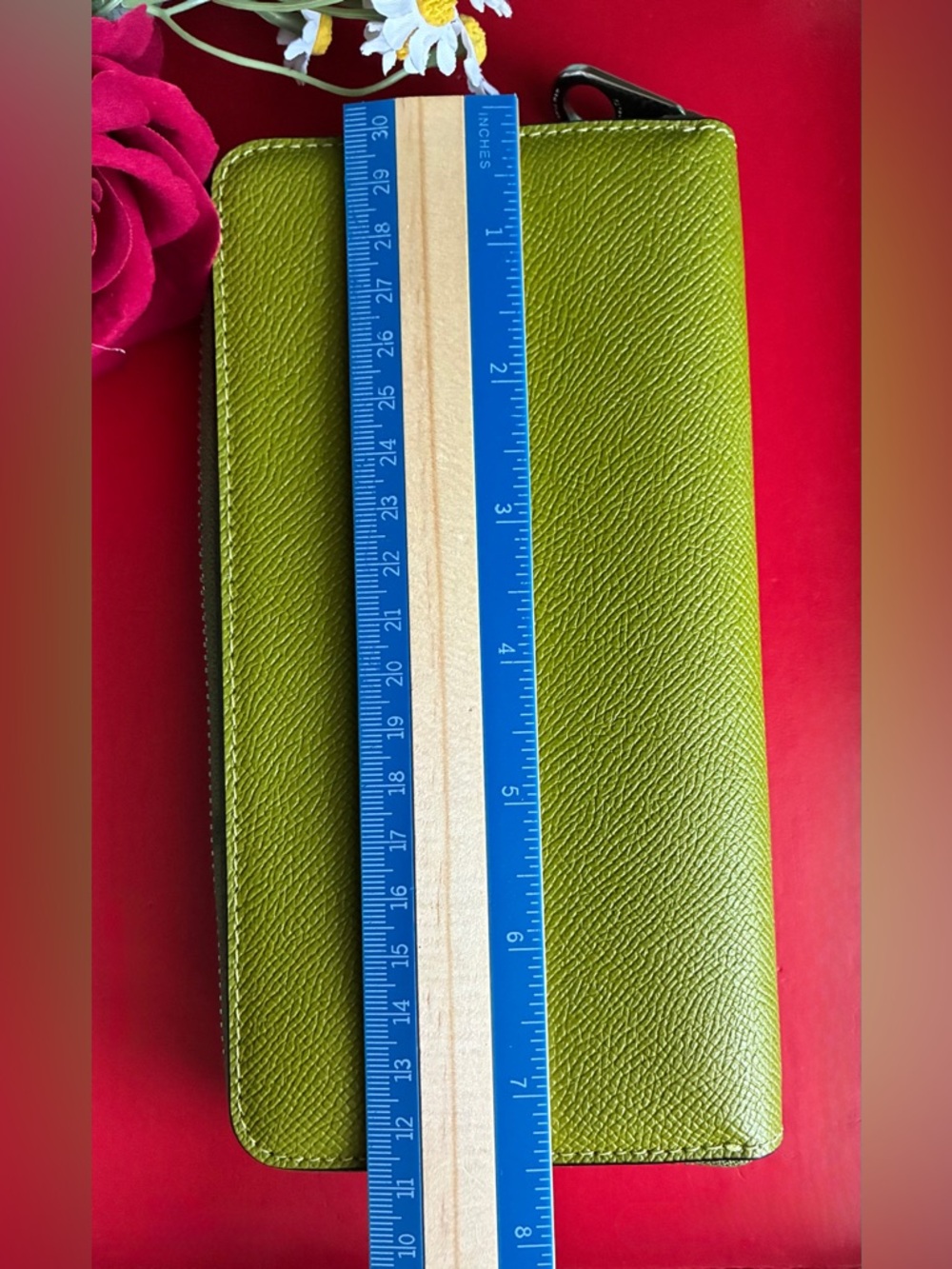 Coach Lime Green Saffiano Zip Wallet with Silver Logo - Picture 4 of 13